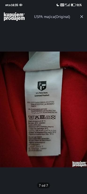 Coats and trench coats: Short sleeves T-shirt, M, U.S. Polo Assn, color - Red, Cotton — 7