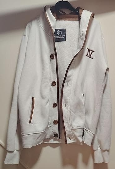 pwl duksevi: Muška dukserica sa kapuljačom Henry Cooper - Boja: bela sa braon — 1