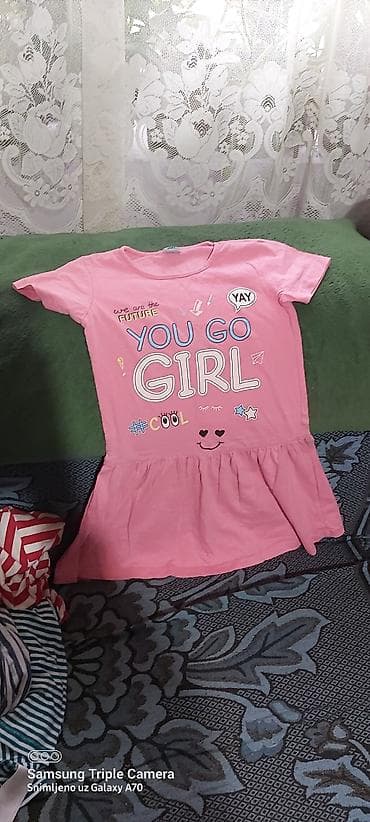 waikiki decija garderoba: Lot haljinica za devojčice – 4 komada 1) Roze pamučna haljinica sa — 1