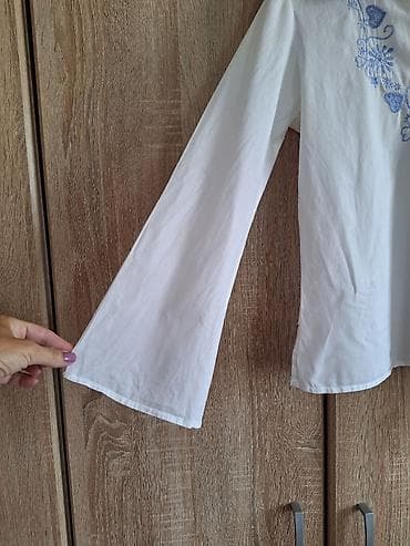 satenska košulja: Nova bela ženska bluza košulja narodna nošnja S ili 38 Nova bela — 10