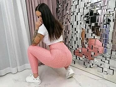 Women's Clothing: Helanke sportske sa teksturom saća. - Model visok struk,dužina do — 3