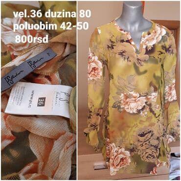 pantalone od vestacke koze: S (EU 36), Cvetni, bоја - Žuta — 1