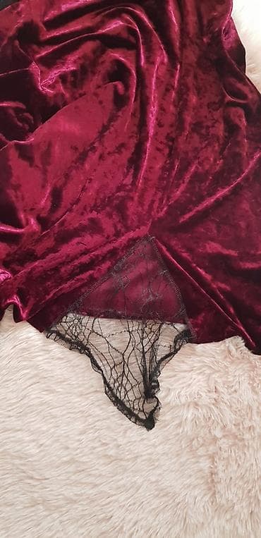 via spiga zenske cipele: Baršunasta slip haljina u boji vina - Materijal: meki, baršunasti — 7