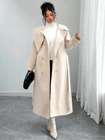 uggs cizme: Elegantni ženski kaput do ispod kolena u nežnoj krem/bež boji. - — 2