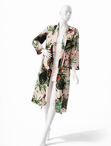mantil haljine: Ženski kimono/lagani mantil sa tropskim printom - Dužina: midi (ispod — 3