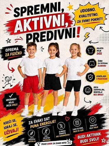 letnje haljine prodaja: Komplet za fizičko – dečiji Oprema za fizicko Bela majca crveni ili — 3