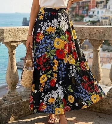 majice levis: Maksi suknja sa raskošnim cvetnim printom - Dužina: maksi, široka i — 1