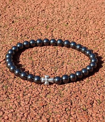 Narukvice: Kalist kamene brojanice od prirodnog hematita, ručno rađene sa — 9