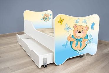deciji kreveti samci: Dečiji krevet sa fiokom 160x80 cm – Happy Kitty + Fioka Small Teddy — 1
