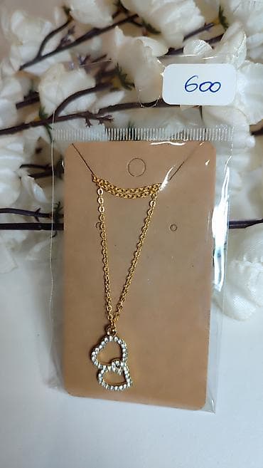 srebrno lance zensko: Zlatni lančić sa priveškom – dva isprepletena srca - Delikatni lanac — 1