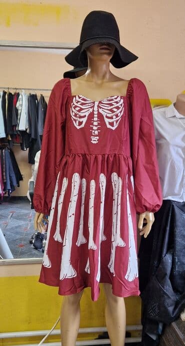 haljine sečene ispod grudi: A-Dress 3XL (EU 46), bоја - Šareno, Dugih rukava — 1
