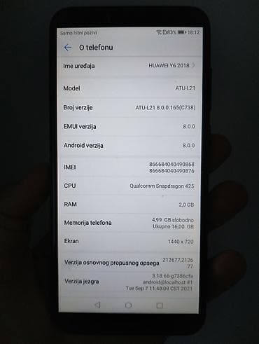 android tablet: Huawei Y6 2018 (model ATU‑L21) - Ekran: HD+ 18:9 - Procesor — 2