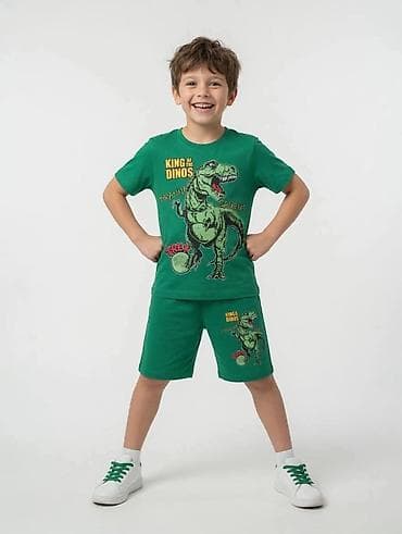 asos majice: Dečiji komplet za leto – majica i bermude sa dinosaurus motivom - — 3
