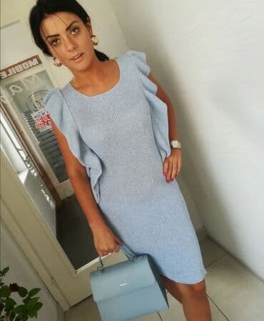 h: M (EU 38), color - Light blue, Short sleeves — 6