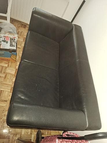 nogare za stolove: Na prodaju kozni trosedcrne boje donesen iz Nemacke, od koze boks — 8