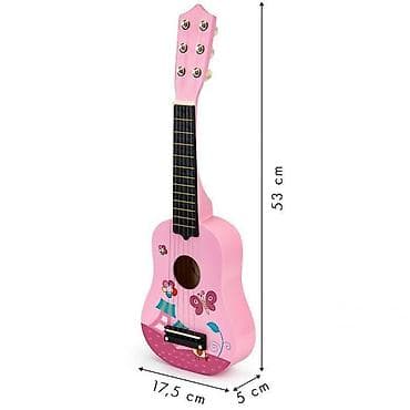 gitara: Drvena gitara za decu sa metalnim žicama – pink (ECO TOYS) Šifra: FO18 — 5