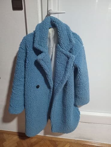 Women's Clothing: Ženski teddy kaput, svetloplave boje. - Materijal: mekani — 1