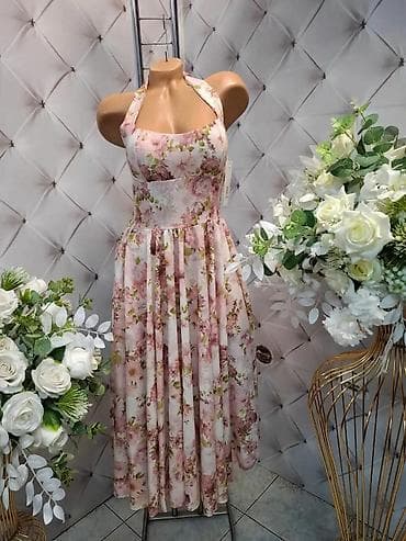 wedding accessories near me: ROMANTIČNA LETNJA HALJINA SA CVETNIM MOTIVOM I VEZIVANJEM OKO VRATA — 7