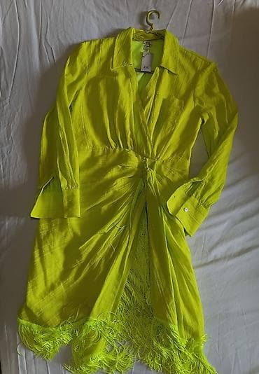 ploom u leskovac: Neon zelena haljina košulja-kroja sa resama – River Island m do l moze — 3