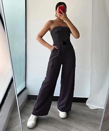 haljine s: Ženski strapless kombinezon sa širokim nogavicama - Moderan model bez — 2