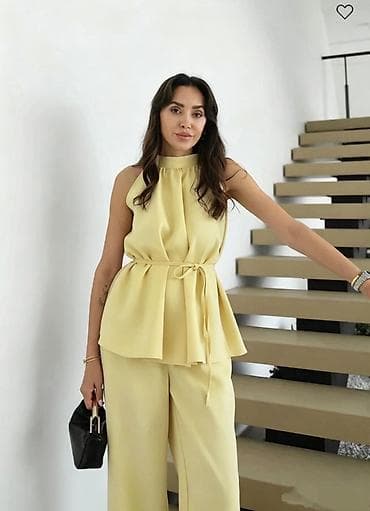 mango kompleti: Ženski komplet – široke pantalone i bluzica bez rukava sa rol-okruglim — 4