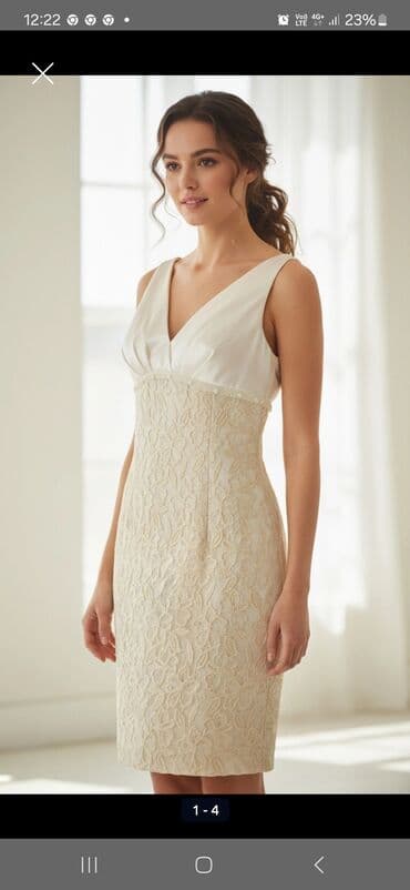 elipsa haljina: L, bоја - Bež, Koktel, klub, Na bretele — 1