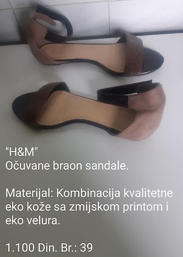 H&M braon sandale - Veličina: 39 - Materijal: kombinacija