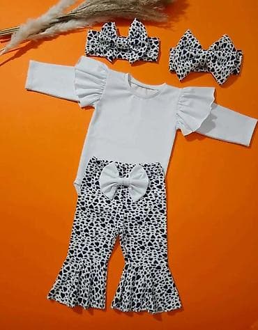 karirani komplet: Komplet za devojčice – bodi + helanke/širi donji deo + trake za kosu — 7