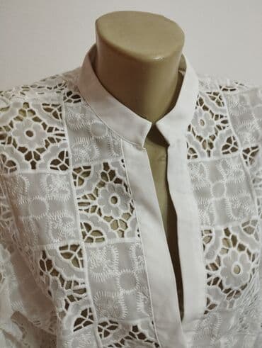 dugacke kosulje: Zara, M (EU 38), Cotton, Embroidery, Single-colored, color - White — 5