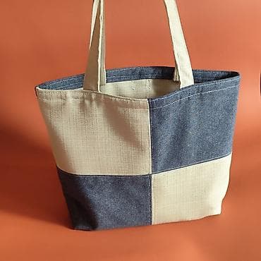 torbe od platna: Platnena torba – patchwork dizajn - Materijal: kombinacija teksasa — 2