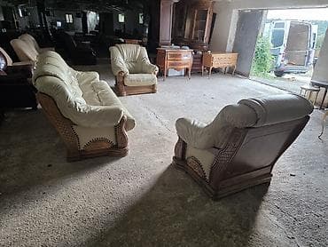 sto na rasklapanje 200x90: Kožna garnitura za dnevnu sobu – 1 - Sastav: trosed + dva fotelje - — 5