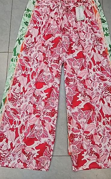 forma ideale beograd extra centar: Široke sarene pantalone sa tropskim printom sa elastičnim pojasem sa — 1
