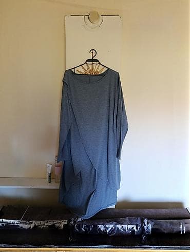 pull and bear haljine: Sivo žensko haljina/tunika od mekog, elastičnog pamučnog džersi — 1