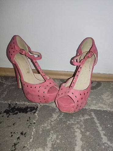 Ženske sandale na visoku štiklu sa platformom - Boja: puder/roze -