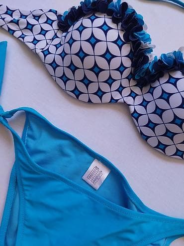 kupaci sinsay: Dvodijelni kupaći kostim – plavo/beli - Gornji deo: push-up korpe sa — 2