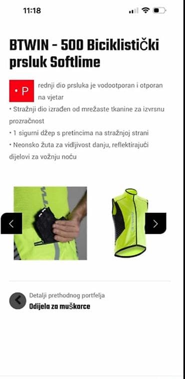 Sweatpants: Nov prsluk za bicikliste BTWIN, veličine XL. Prednji deo vodootporan i — 2