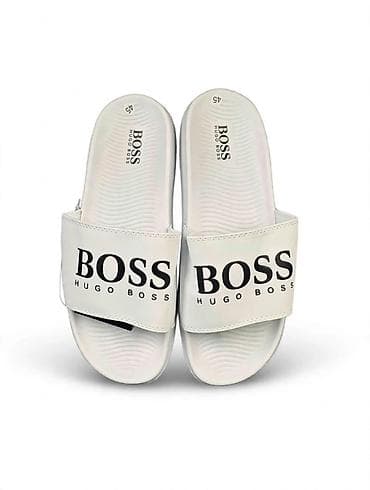 pink sandale: HUGO BOSS muške papuče – model sa širokim kaišem - Boja: bela sa — 1