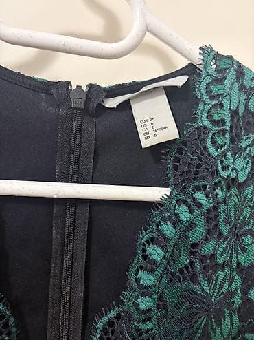 Skafanderi: Elegantna zelena čipkasta haljina iz H&M. Dugi rukavi bez postave — 3