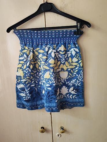 Pletena suknja sa etno/floralnim dezenom - Boja: nijanse plave sa na lalafo.rs Pletena suknja sa etno/floralnim dezenom - Boja: nijanse plave sa