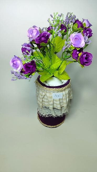 staklene vaze: Dekorativna aranžmanska saksija sa veštačkim cvećem - Buket — 1