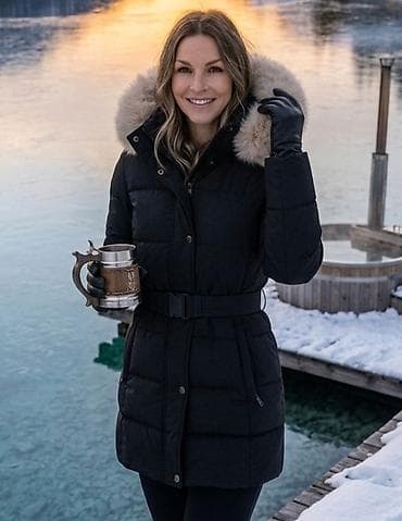 decija pidzama sa etiketom: Ženska zimaska parka sa kapuljačom i krznom - Duža, topla parka do — 1