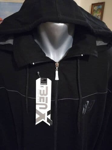 siroke pantalone za punije: Novi muski pamucni duks sa kapuljacom u velikom broju Benx 5XL Crni — 2