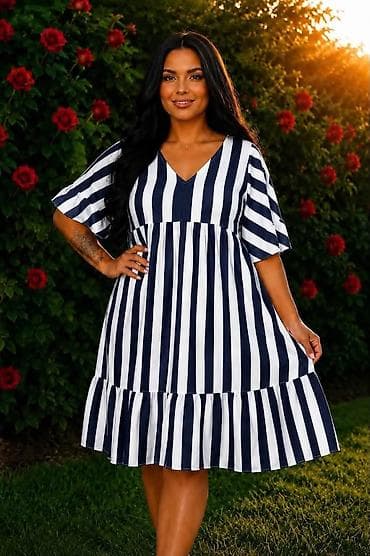 moda beograd haljine: 08. 💥Haljina za punije ✨Pruge koje nikad ne izlaze iz mode 💥2XL 3XL — 5
