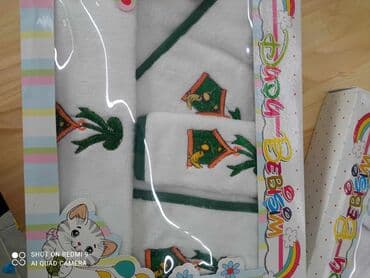 crveni kozni mantil: Baby set za kupanje 5/1 Bade mantil, veliki peskir sa kapuljacim — 9