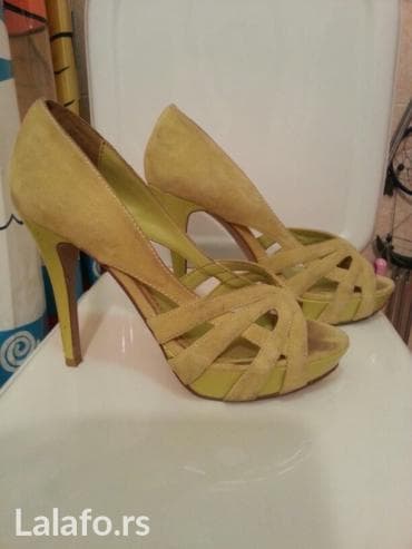 mokasine ženske kozne: Steve Madden sandale sa bas visokom stiklom,kozne. svetlo zuta velur — 2