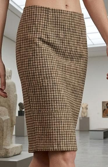 midi suknja: Ženska suknja olovka kroja u pepita (houndstooth) dezenu. - Kroj — 1