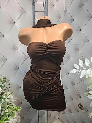 ps odeca: Ženska uska haljina – mini dužina, efekat drapiranja - Model: uska — 8