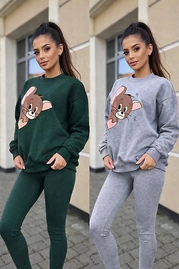 manual ženske torbe: Dvodelni ženski komplet trenerke sa printom crtanog miša na dukserici — 1