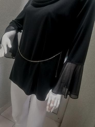 torba oko struka: Elegantna ženska bluza – crna, sa efektom A-kroja. Jednom obučena — 7