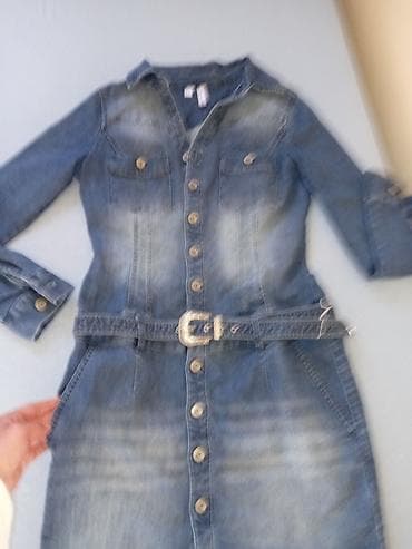 terrex cizme: Ženska teksas haljina košulja-kroja - Materijal: klasični plavi denim — 5